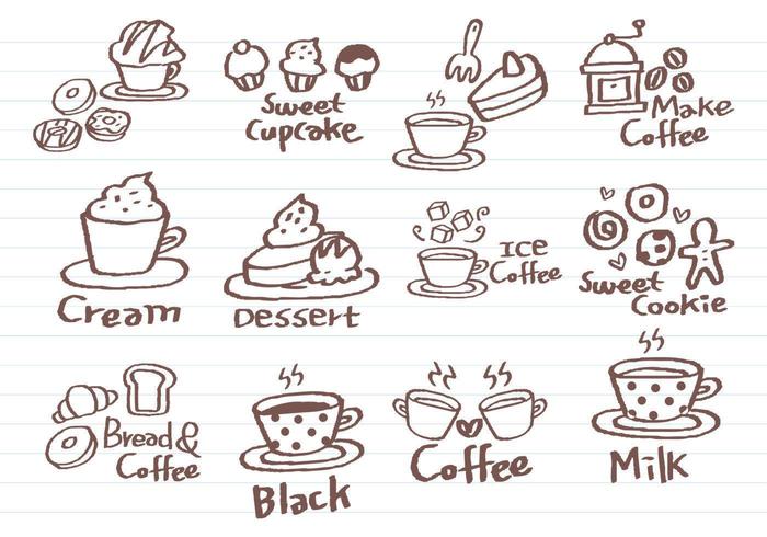 Pack vecteur Doodle De Café