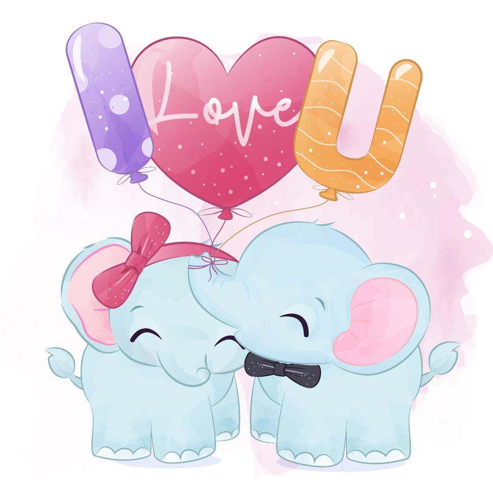 éléphant mignon en illustration aquarelle vecteur