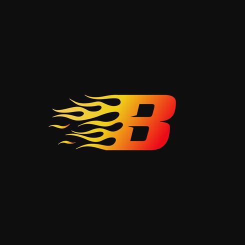 lettre B modèle de conception de logo flamme brûlante vecteur