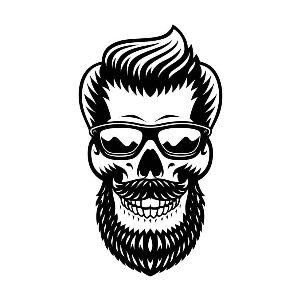illustration vectorielle un crâne de coiffeur avec une barbe vecteur