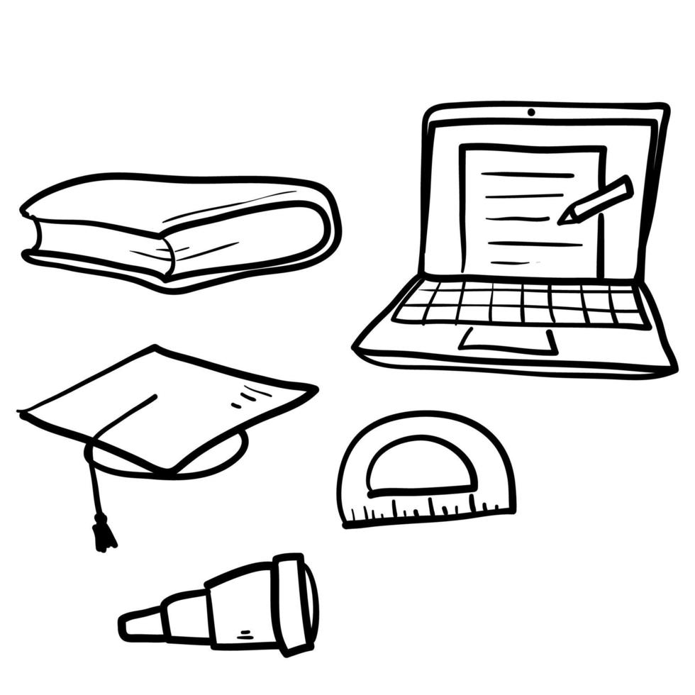 symbole d'icône de doodle dessiné à la main pour l'apprentissage en ligne, l'éducation en ligne. concepts d'illustration vectorielle modernes pour le développement de sites Web et de sites Web mobiles vecteur