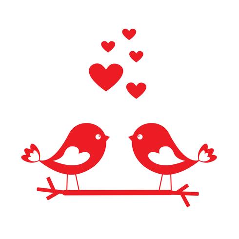 Oiseaux d&#39;amour aux coeurs rouges - carte pour la Saint-Valentin vecteur