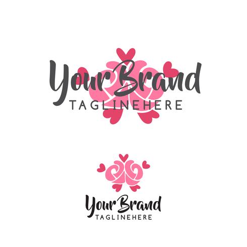 Logo de mariage fleur rose vecteur