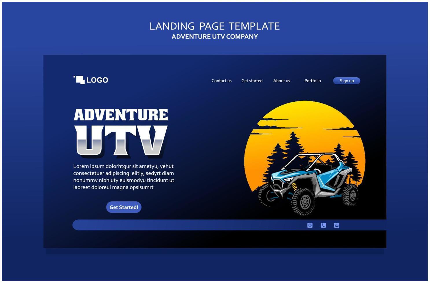 modèle de page de destination d'aventure utv vecteur