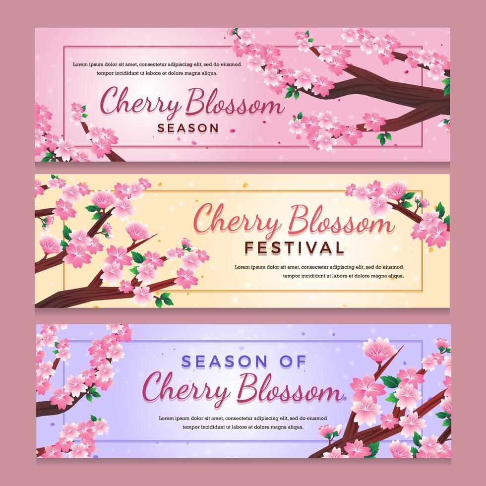 célébration de la bannière de la saison des fleurs de cerisier vecteur