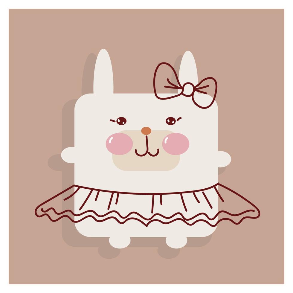 icône de fille lapin visage carré animal kawaii. vecteur