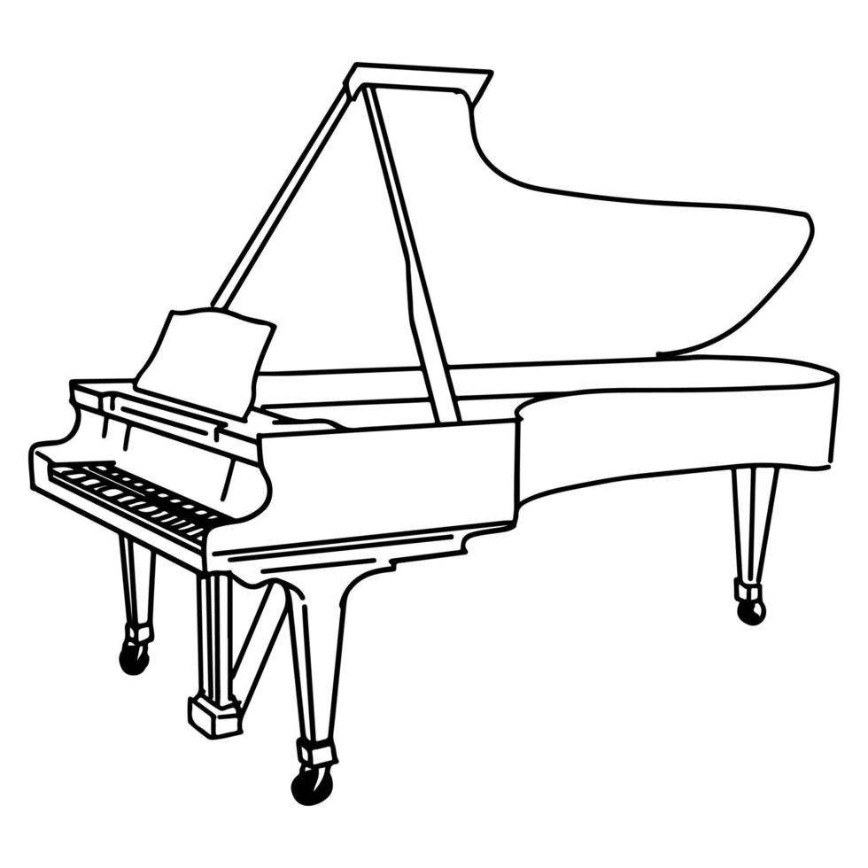 Doodle de piano dessiné à la main isolé sur fond blanc. illustration vectorielle. vecteur