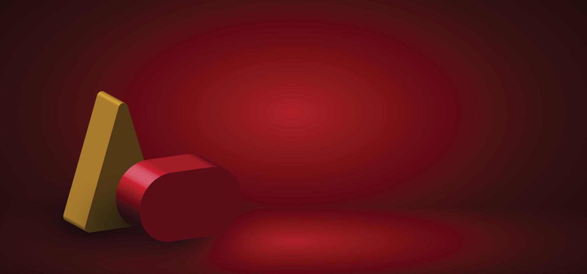 illustration de conception de rendu 3d abstrait du modèle de présentation décoratif géométrique. chevauchant l'ombre sur fond rouge dégradé. vecteur d'illustration