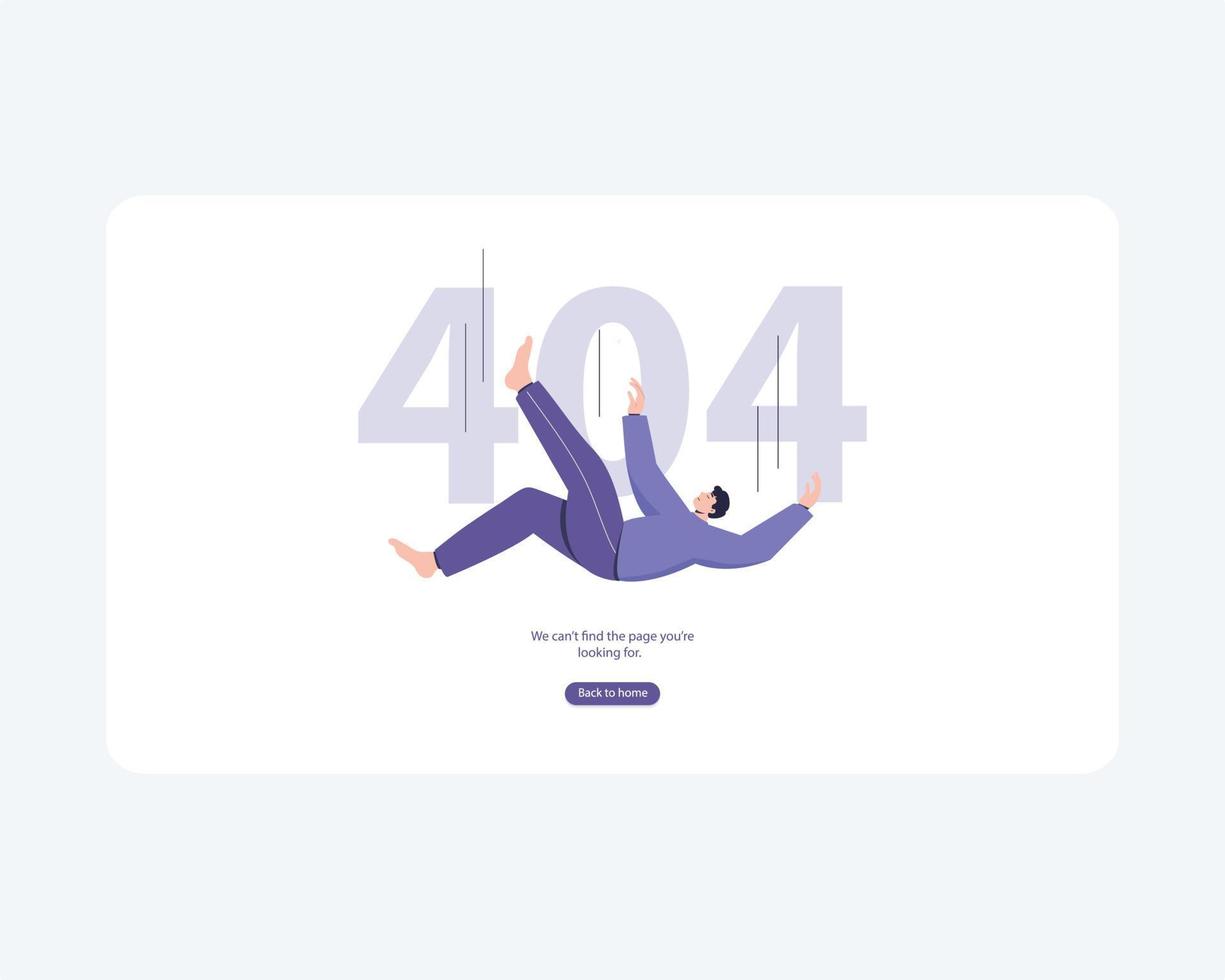 Page d'erreur 404 introuvable. conception de personnage moderne illustration vectorielle plane. pour une page de destination, pour un site Web, un modèle Web. vecteur