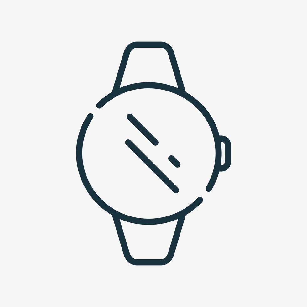 icône de ligne de montre intelligente. icône de montre-bracelet. appareil électronique ou gadget avec pictogramme linéaire d'écran circulaire. illustration vectorielle isolée. vecteur