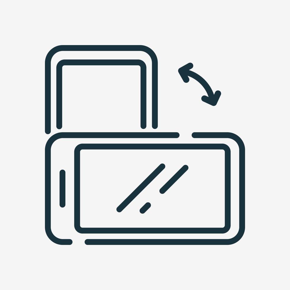 faites pivoter l'icône de la ligne du smartphone. pictogramme linéaire de rotation d'écran mobile. icône de contour de tour horizontal et vertical de l'écran mobile. illustration vectorielle isolée. vecteur