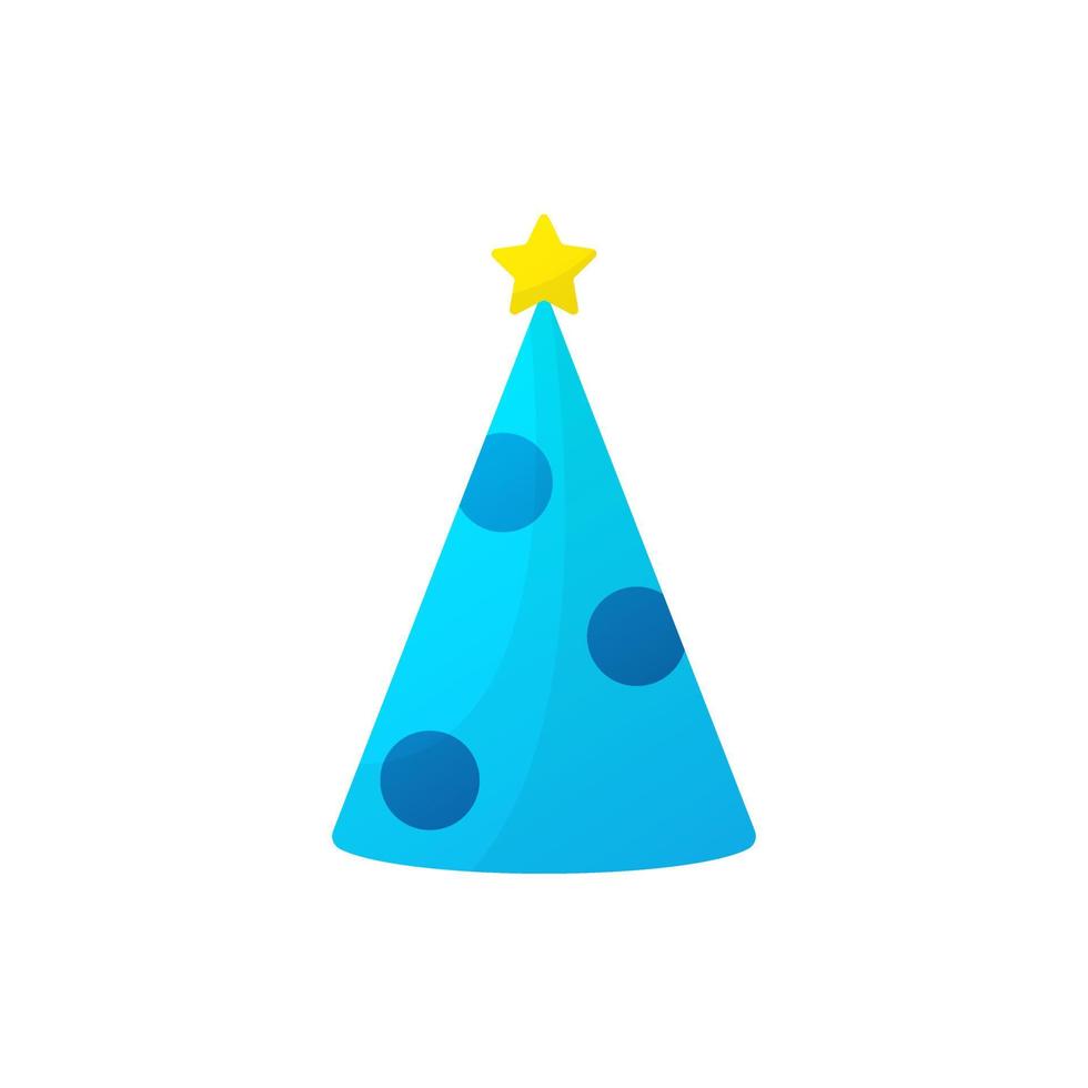 chapeau de fête d'anniversaire bleu sur fond blanc. accessoire pour la décoration de la fête du nouvel an. chapeau de cône de dessin animé drôle coloré pour l'anniversaire de célébration. illustration vectorielle isolée. vecteur