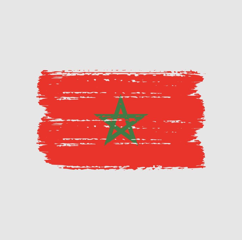 drapeau du maroc avec style pinceau vecteur