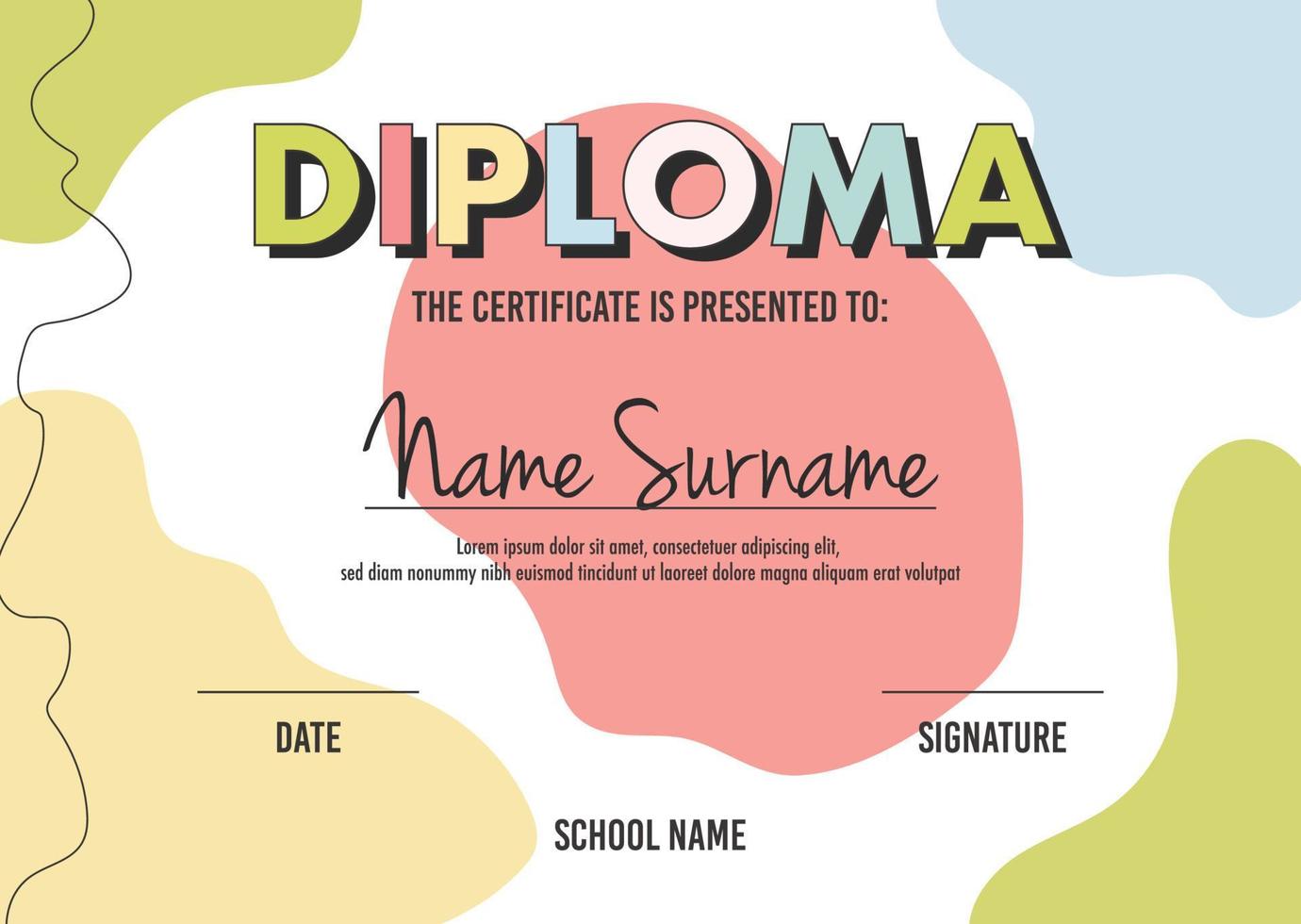 modèle de concept de certificat de diplôme vecteur