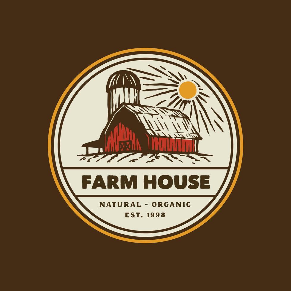 insigne de logo d'agriculteur vintage. illustration vectorielle faite à la main vecteur