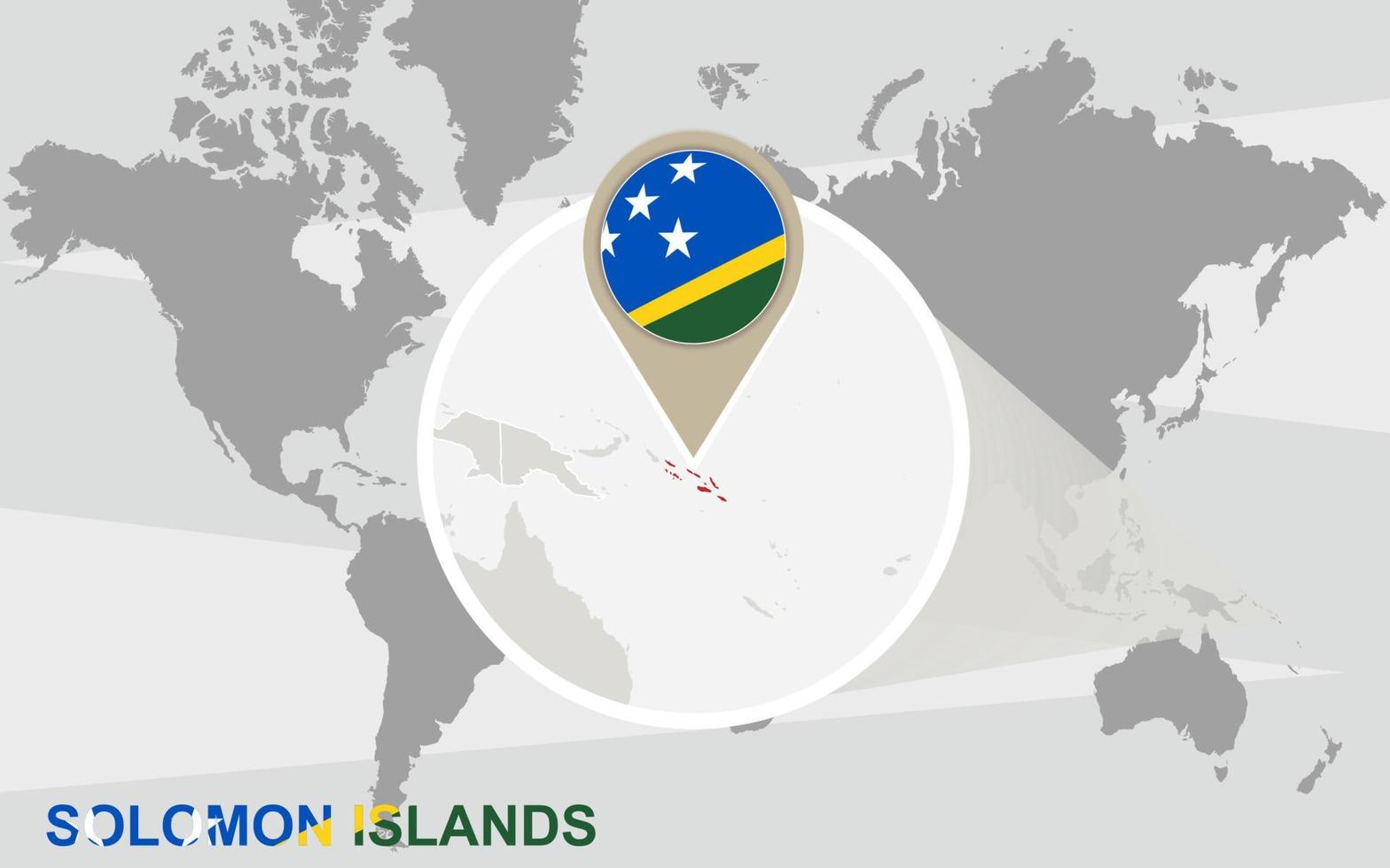 carte du monde avec les îles salomon agrandies vecteur