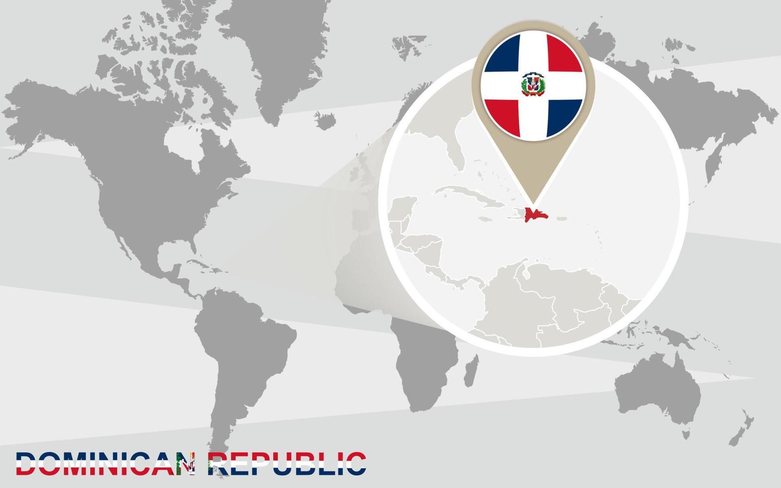 carte du monde avec la république dominicaine agrandie vecteur