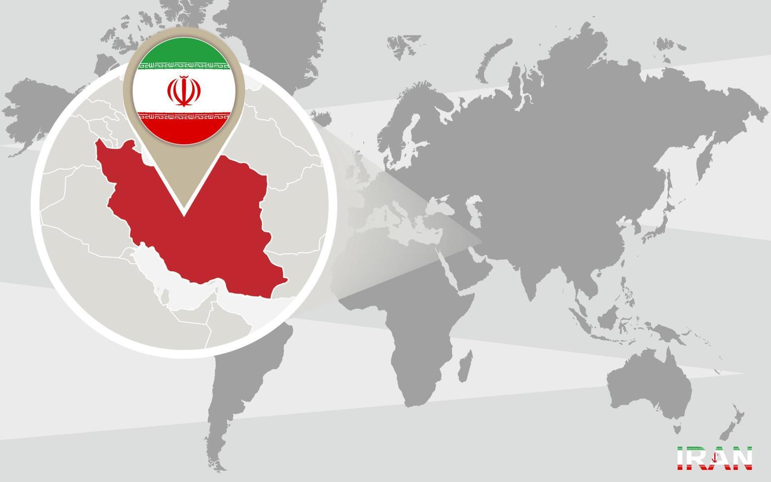 carte du monde avec l'iran agrandie vecteur