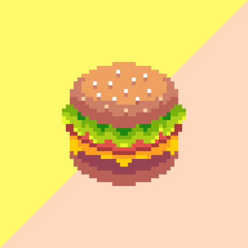 Hamburger Pixel Art Vecteur