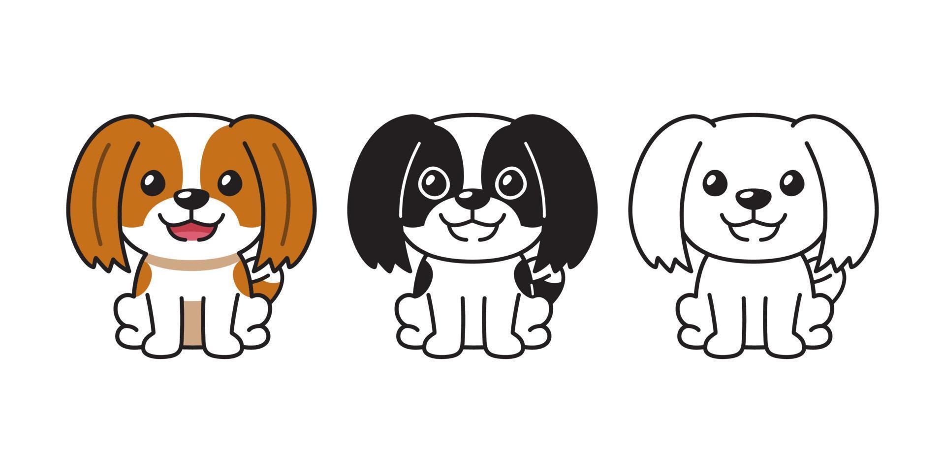 jeu de dessin animé de vecteur de chien shih tzu