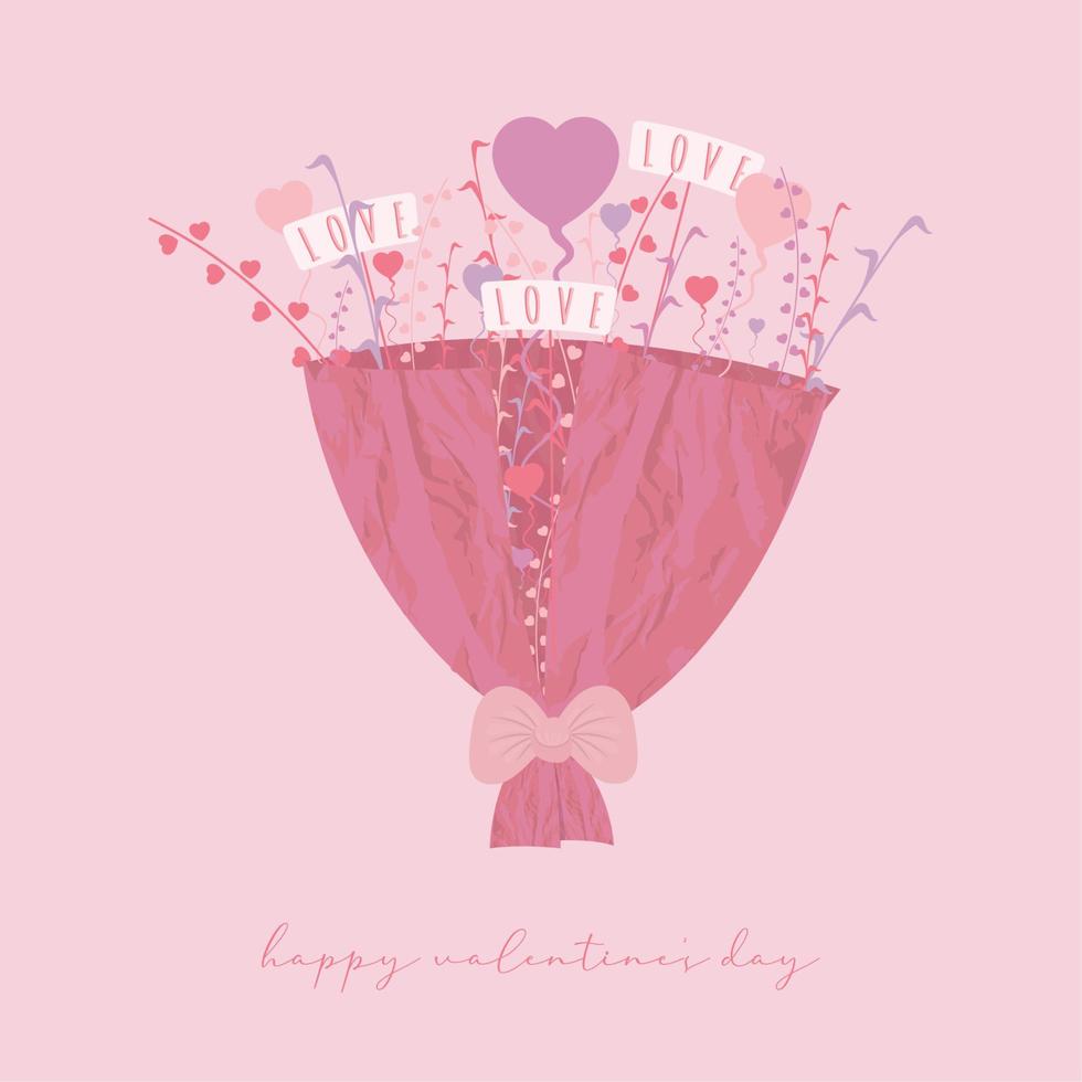 carte-cadeau happy valentine day avec vecteur de fleurs