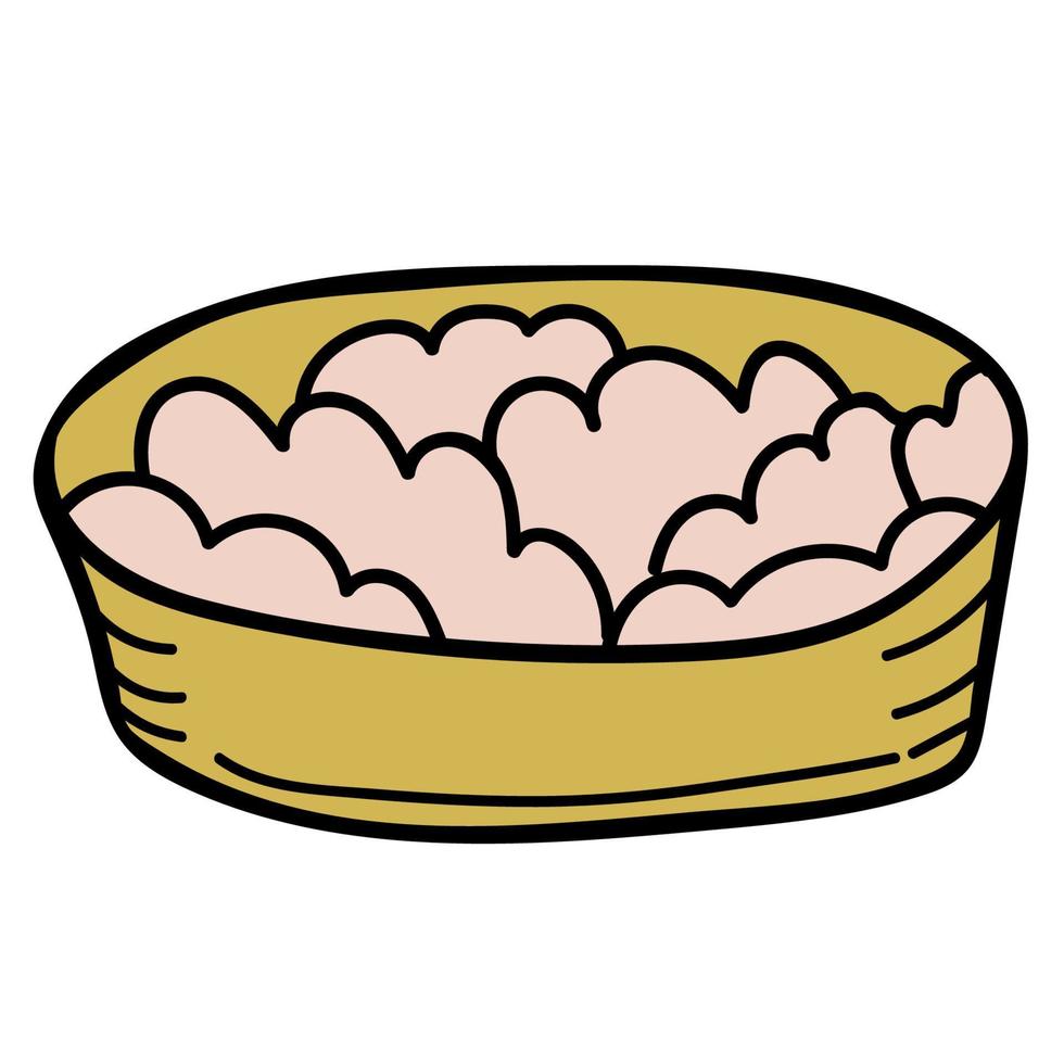 dessin animé doodle assiette linéaire de bouillie isolée sur fond blanc. vecteur