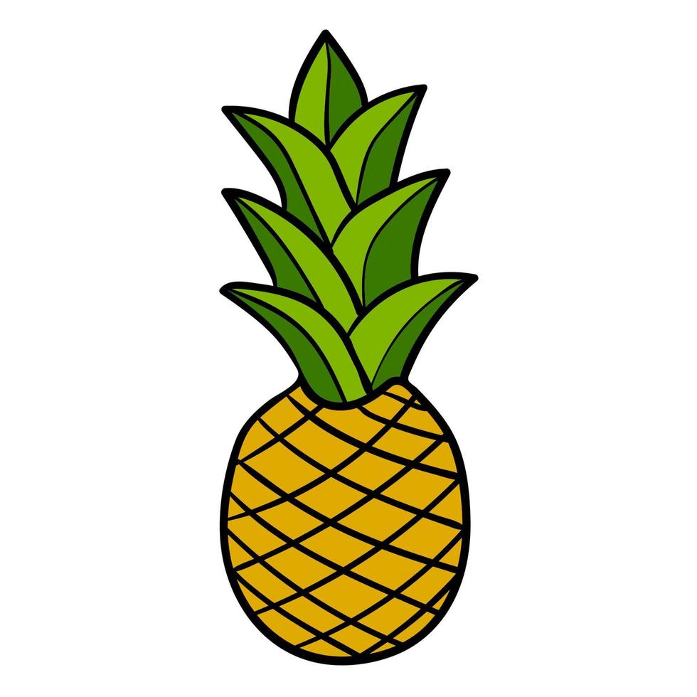 ananas isolé sur fond blanc. ananas de dessin animé. vecteur