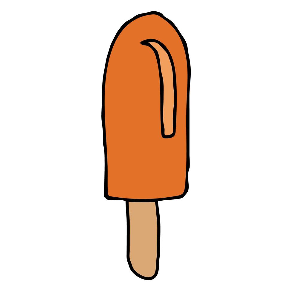 dessin animé doodle popsicle linéaire, crème glacée isolée sur fond blanc. vecteur