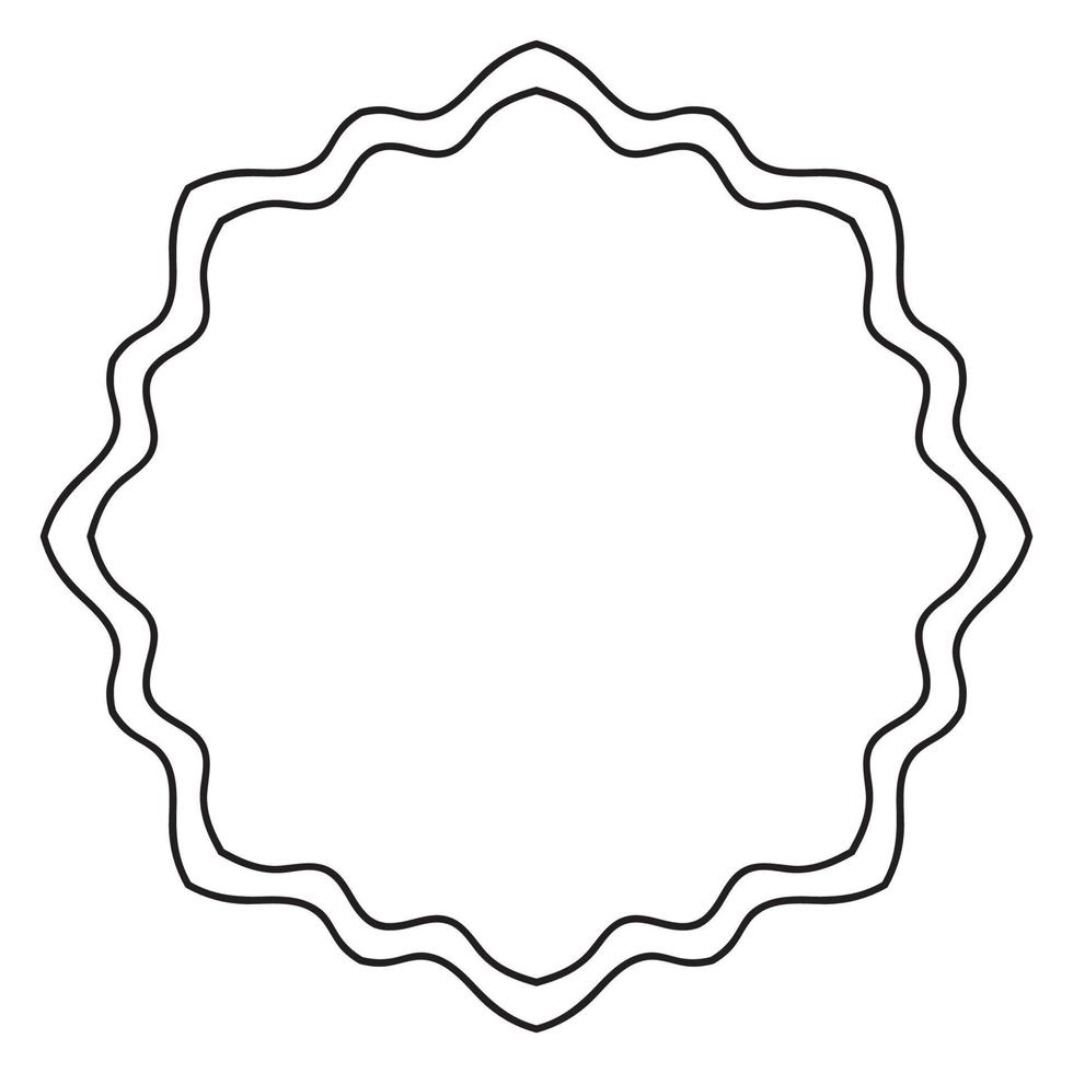 doodle abstrait curly fine ligne ronde cadre isolé sur fond blanc. bordure de mandala. vecteur