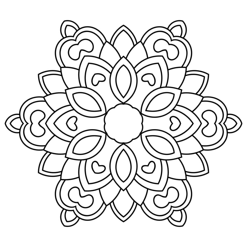 mandala de contour. fleur de doodle rond ornemental isolé sur fond blanc. élément de cercle géométrique. vecteur