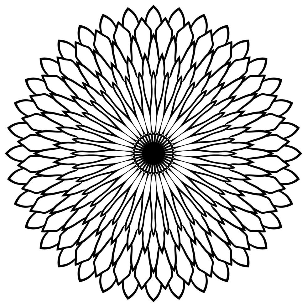 mandala de contour. fleur de doodle rond ornemental isolé sur fond blanc. élément de cercle géométrique. vecteur