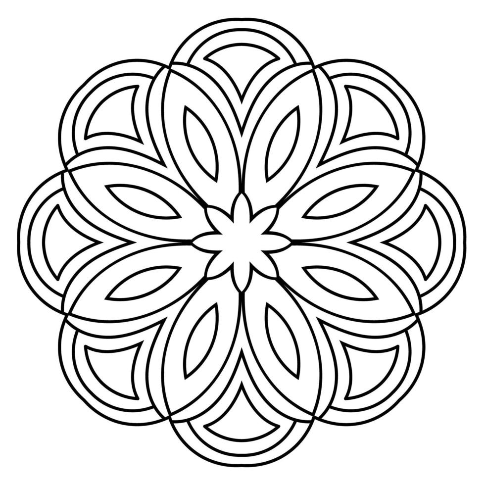 mandala de contour. fleur de doodle rond ornemental isolé sur fond blanc. élément de cercle géométrique. vecteur