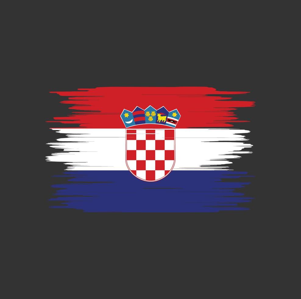 drapeau croatie coup de pinceau, drapeau national vecteur