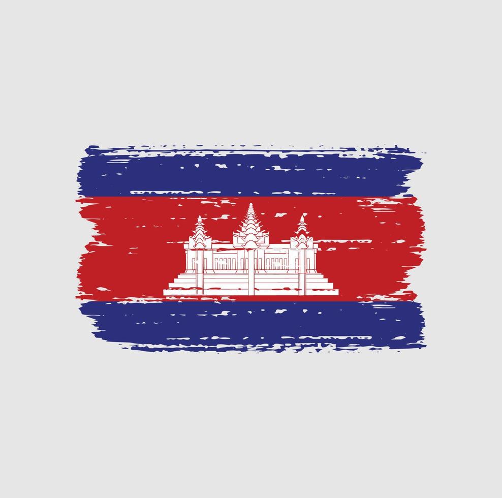 drapeau du cambodge avec style pinceau vecteur