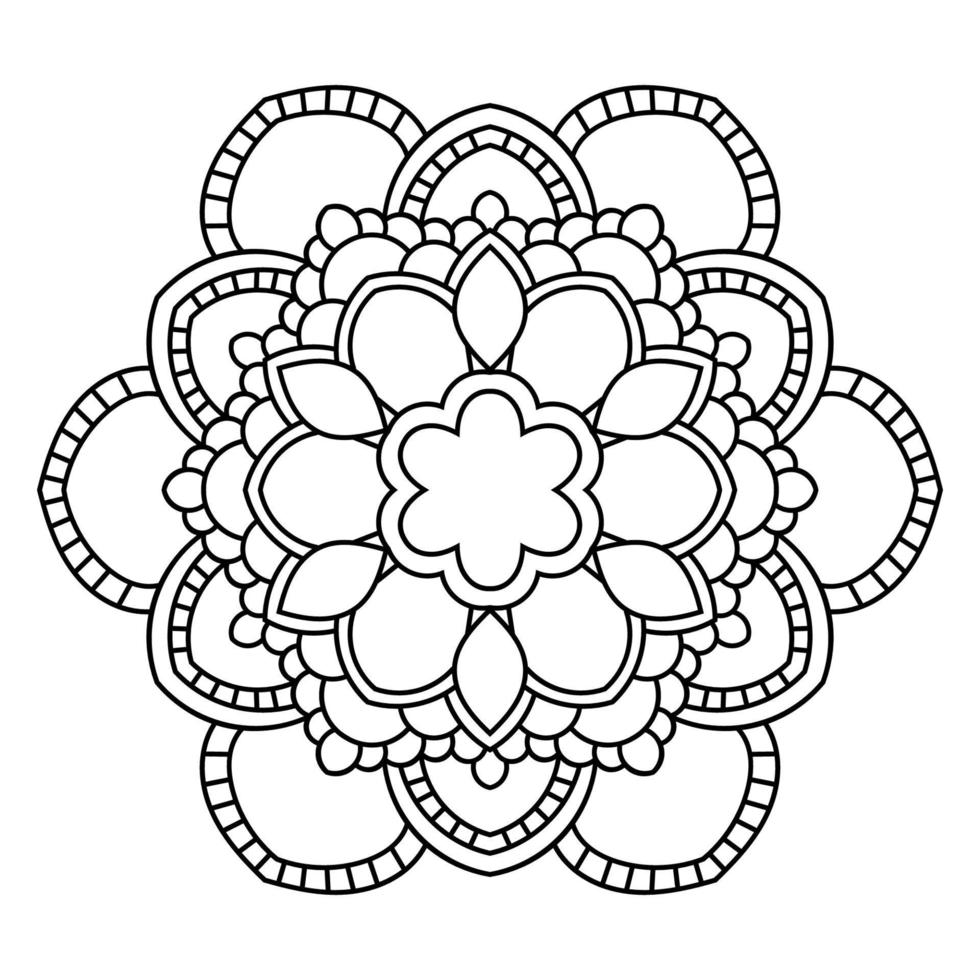 mandala de contour. fleur de doodle rond ornemental isolé sur fond blanc. élément de cercle géométrique. vecteur