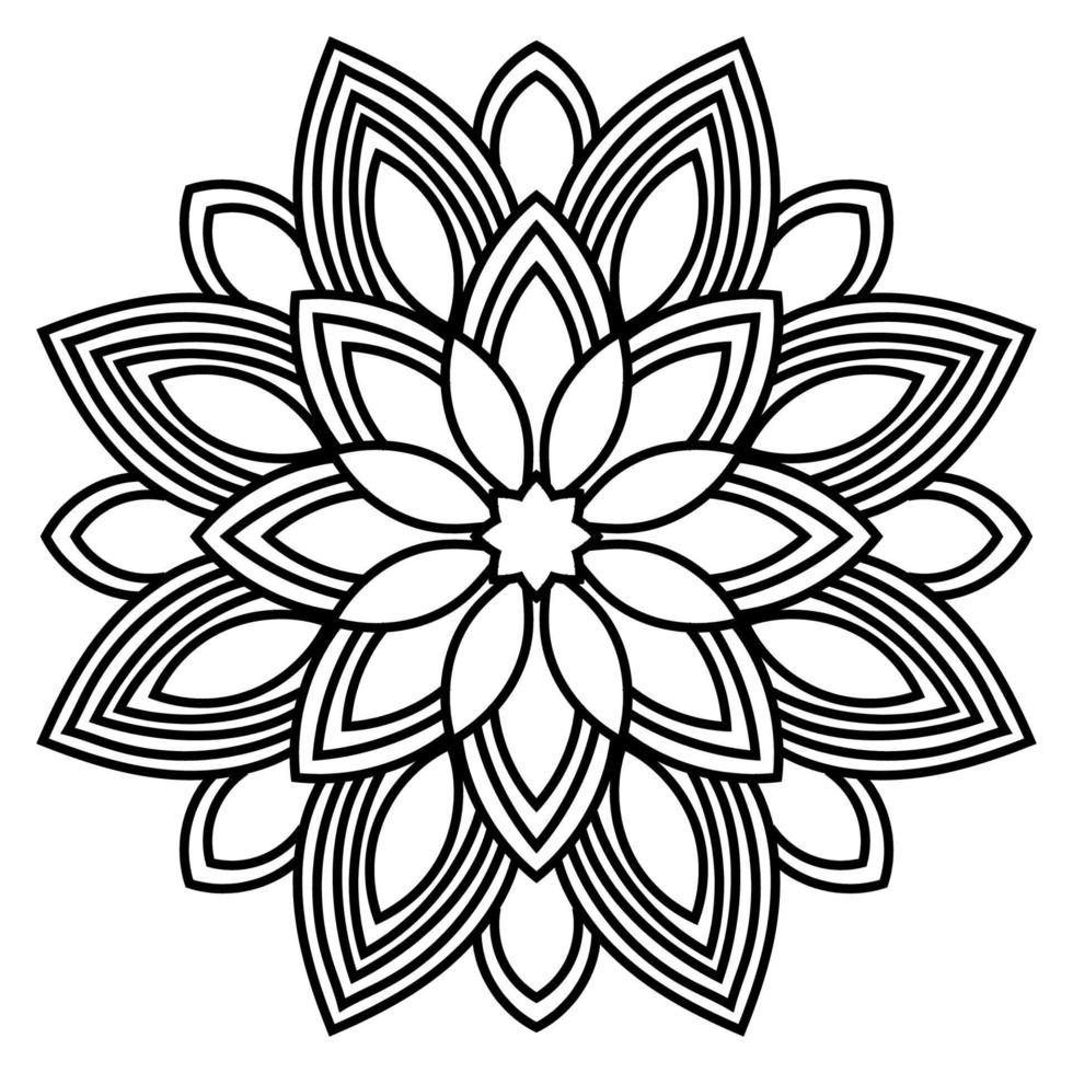 mandala de contour. fleur de doodle rond ornemental isolé sur fond blanc. élément de cercle géométrique. vecteur