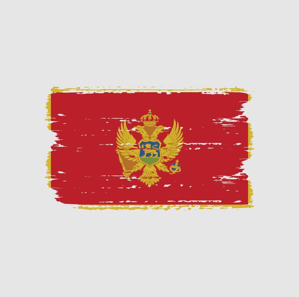 drapeau du monténégro avec style pinceau vecteur
