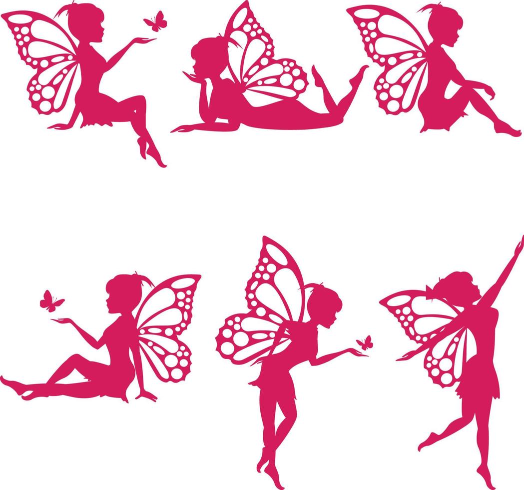 illustration de silhouette de fée mignonne vecteur