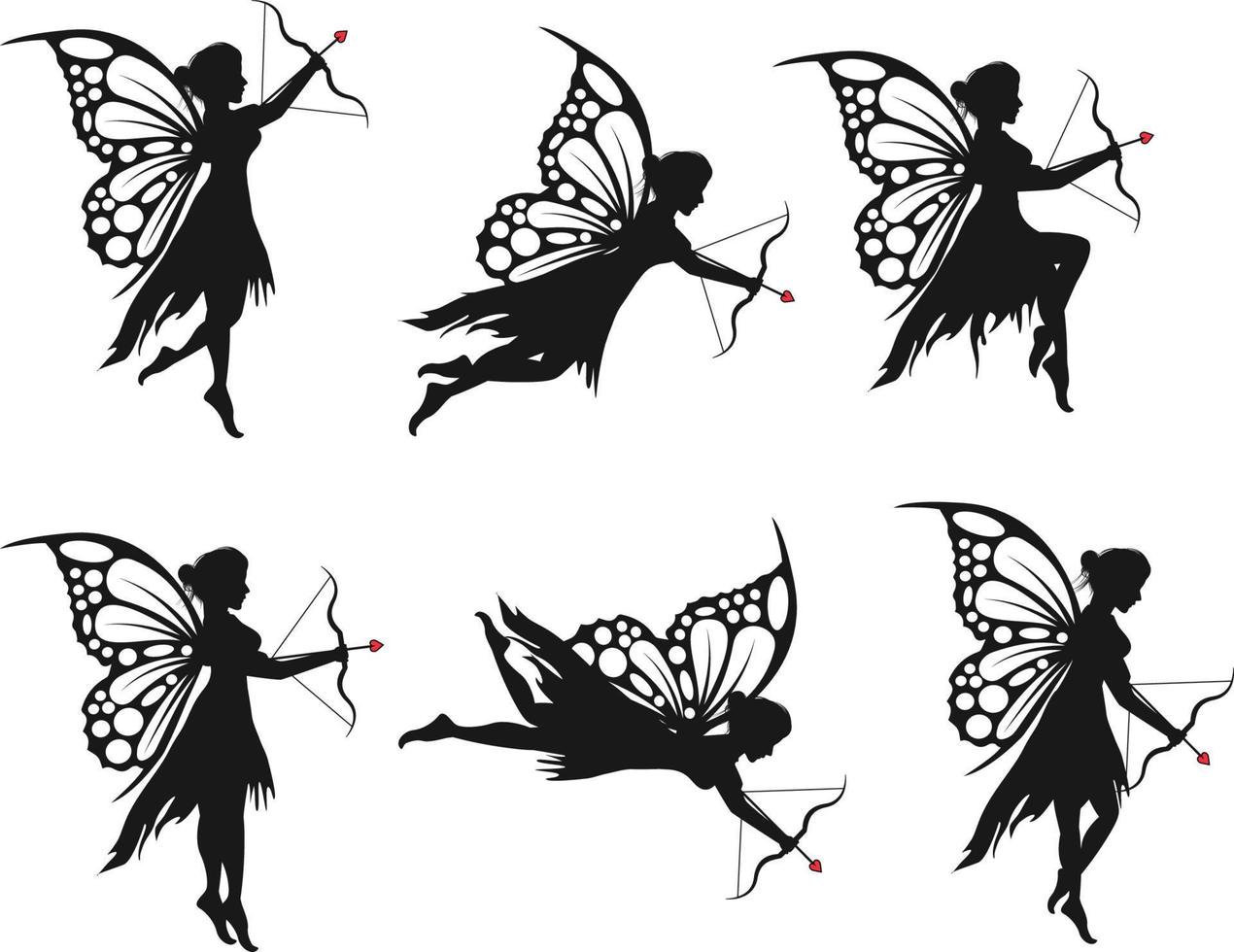 illustration de silhouette de fée mignonne vecteur