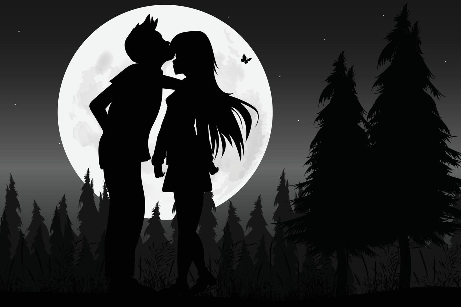 illustration de silhouette de couple mignon vecteur