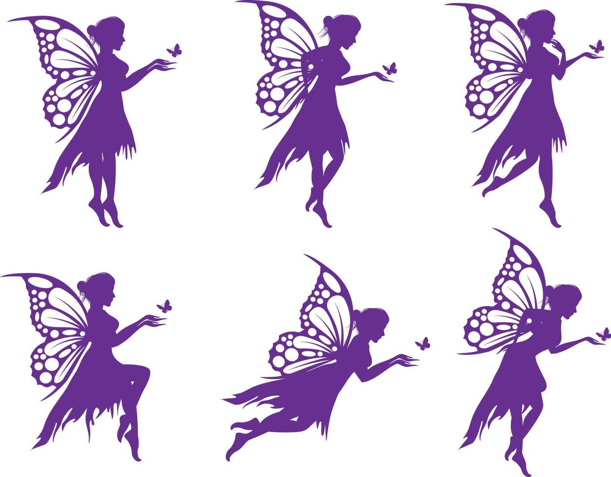 illustration de silhouette de fée mignonne vecteur