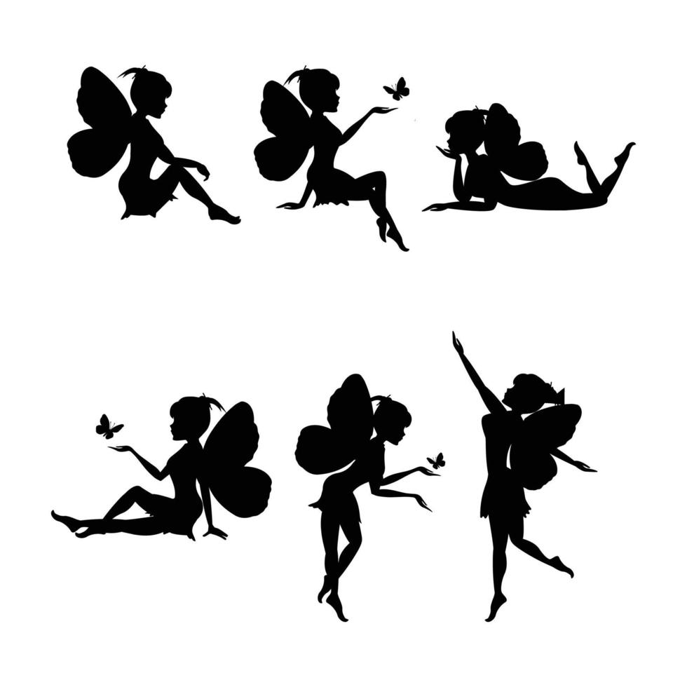 illustration de silhouette de fée mignonne vecteur