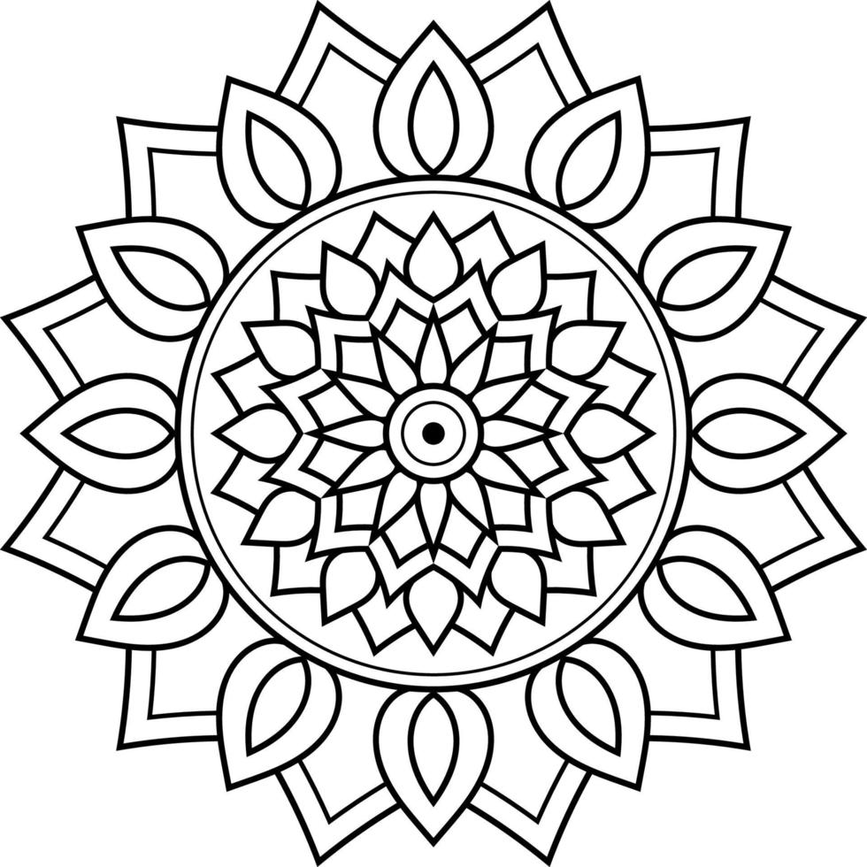 mandala simple à motif circulaire pour le henné, le mehndi, le tatouage, la carte, l'impression, la couverture, la bannière, l'affiche, la brochure, la décoration dans un style oriental ethnique pour la page du livre à colorier. vecteur