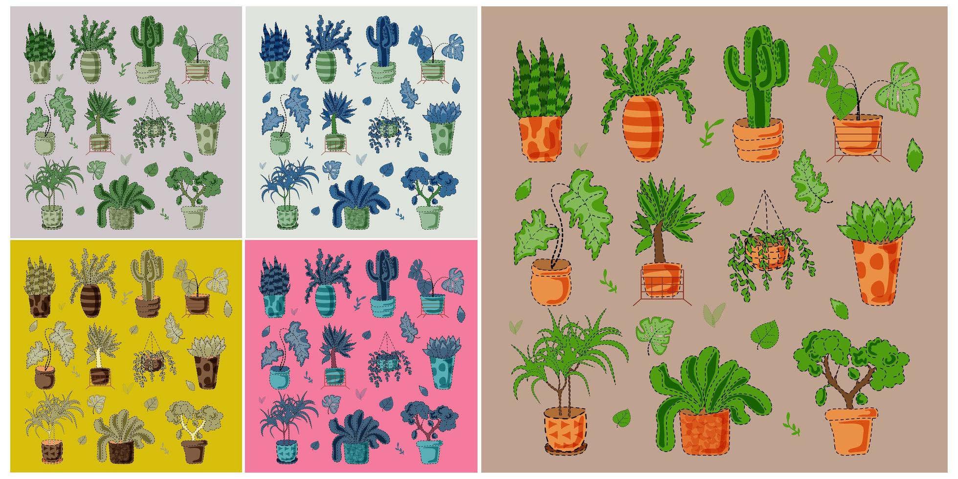 ensemble de plantes vectorisées dans un pot vecteur