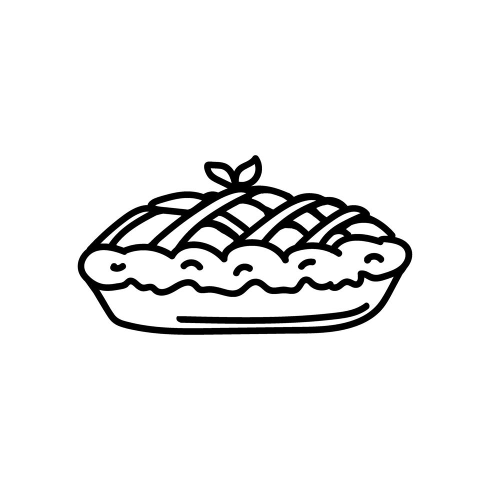 tarte dessinée à la main. tarte chaude. le dessert. icône du logo. produits de boulangerie. vecteur