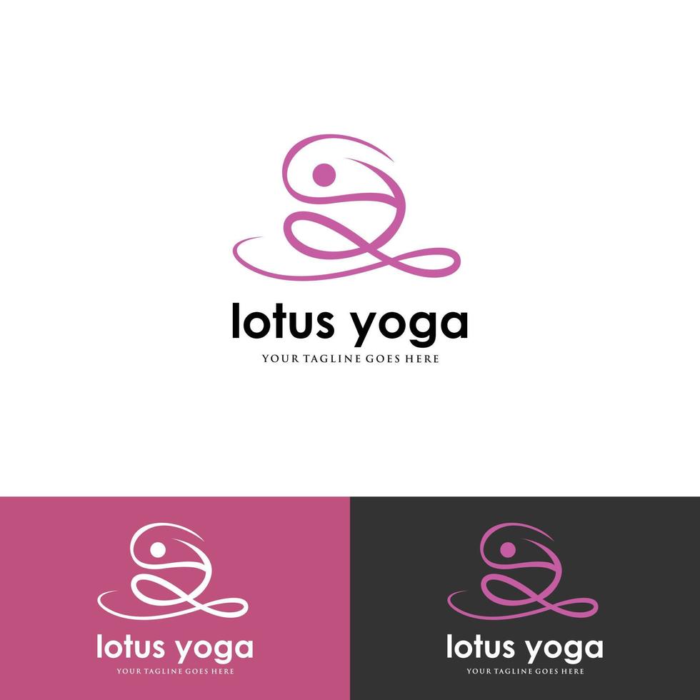 yoga humain avec modèle de conception de logo lotus. vecteur