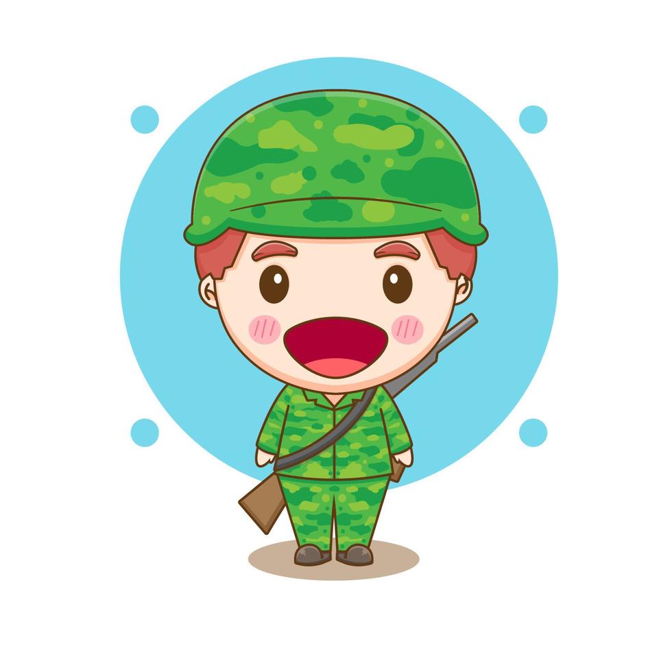 personnage de dessin animé mignon soldat chibi vecteur