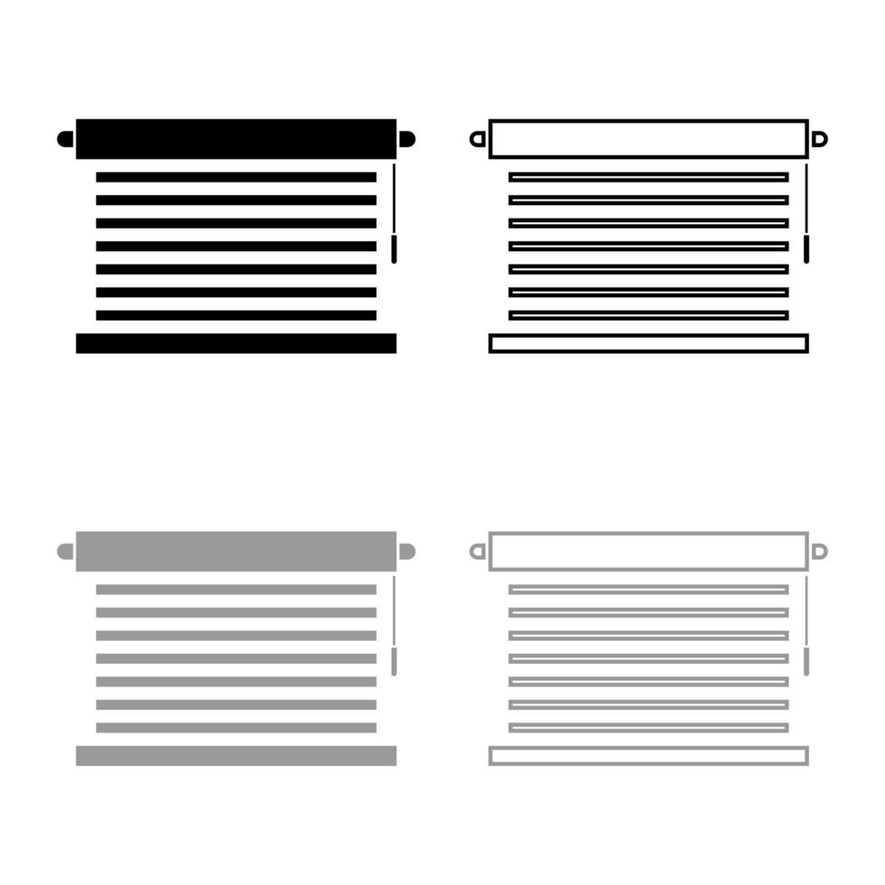 jalousie fenêtre en métal jalousie pour persiennes de bureau icône contour ensemble couleur gris noir illustration vectorielle image de style plat vecteur