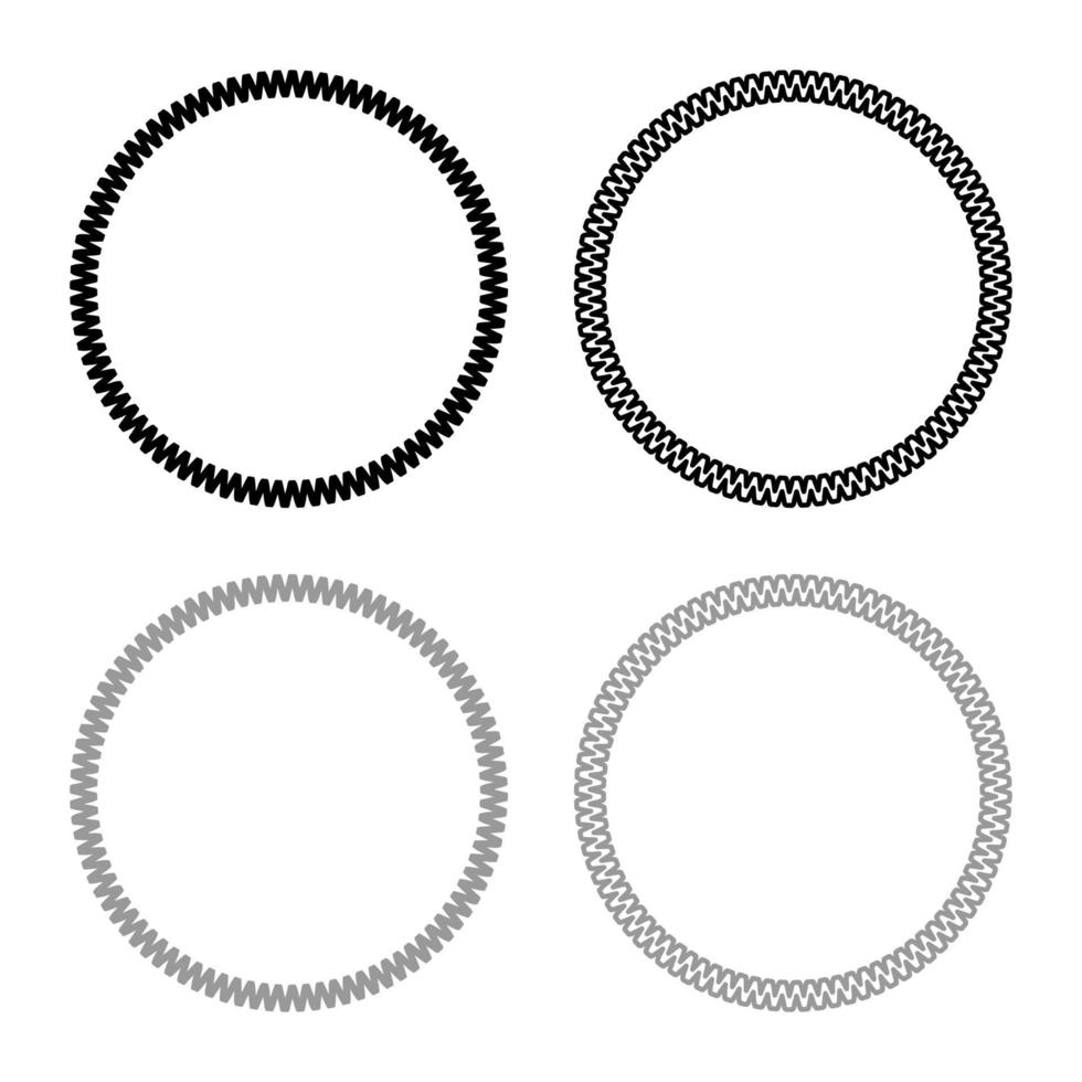 décoration cercle décoratif dessin au trait cadre icône contour ensemble noir gris couleur illustration vectorielle image de style plat vecteur