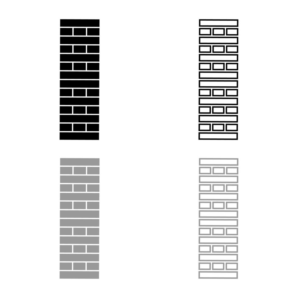 blocs de pilier de brique dans le jeu de pile pour la maison jeux de société de loisirs pour adultes et enfants jeu de contour d'icône de bloc de bois illustration vectorielle de couleur gris noir image de style plat vecteur